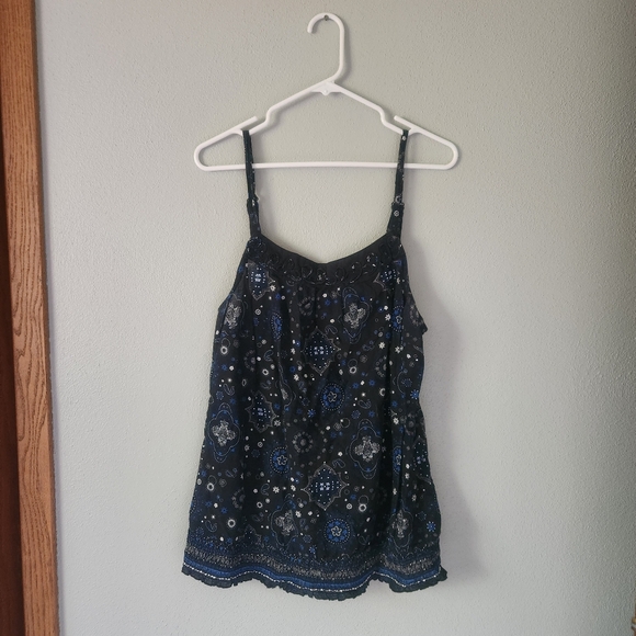 Maurices Tops - Maurices Black and Blue Patterned Camisole